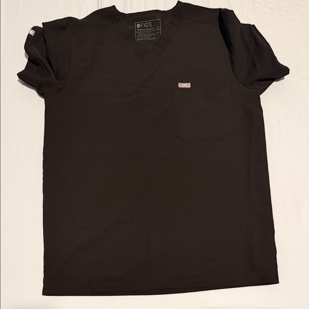 Figs Men's Black Short Sleeve Scrub Top